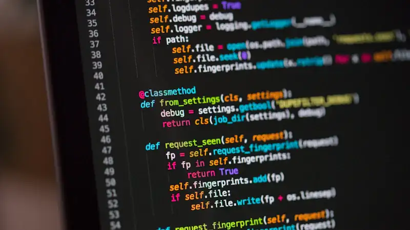 Computer screen showing lines of software code