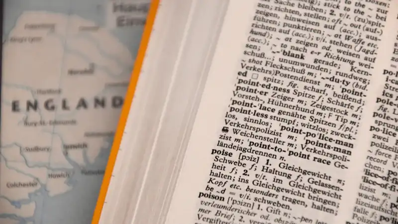 Open dictionary showing word definitions
